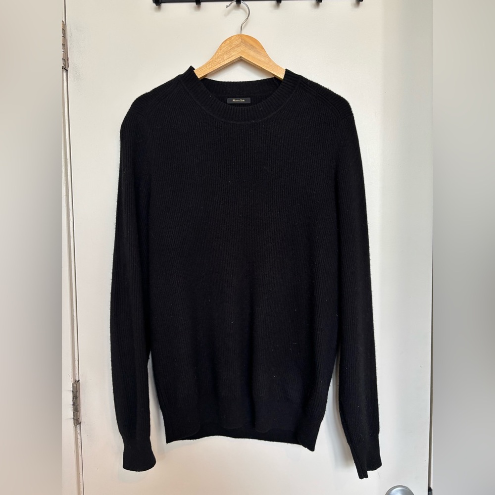 Massimo Dutti, Black Wool Sweater, Mens M